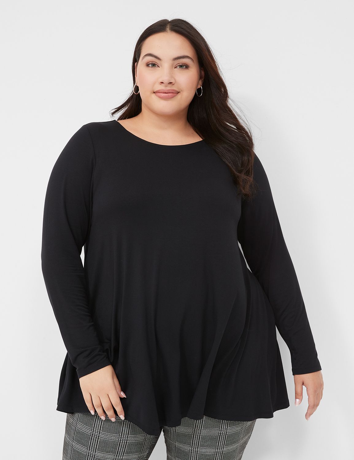 Long Slv Crew Neck Swing Tee 113800 | LaneBryant