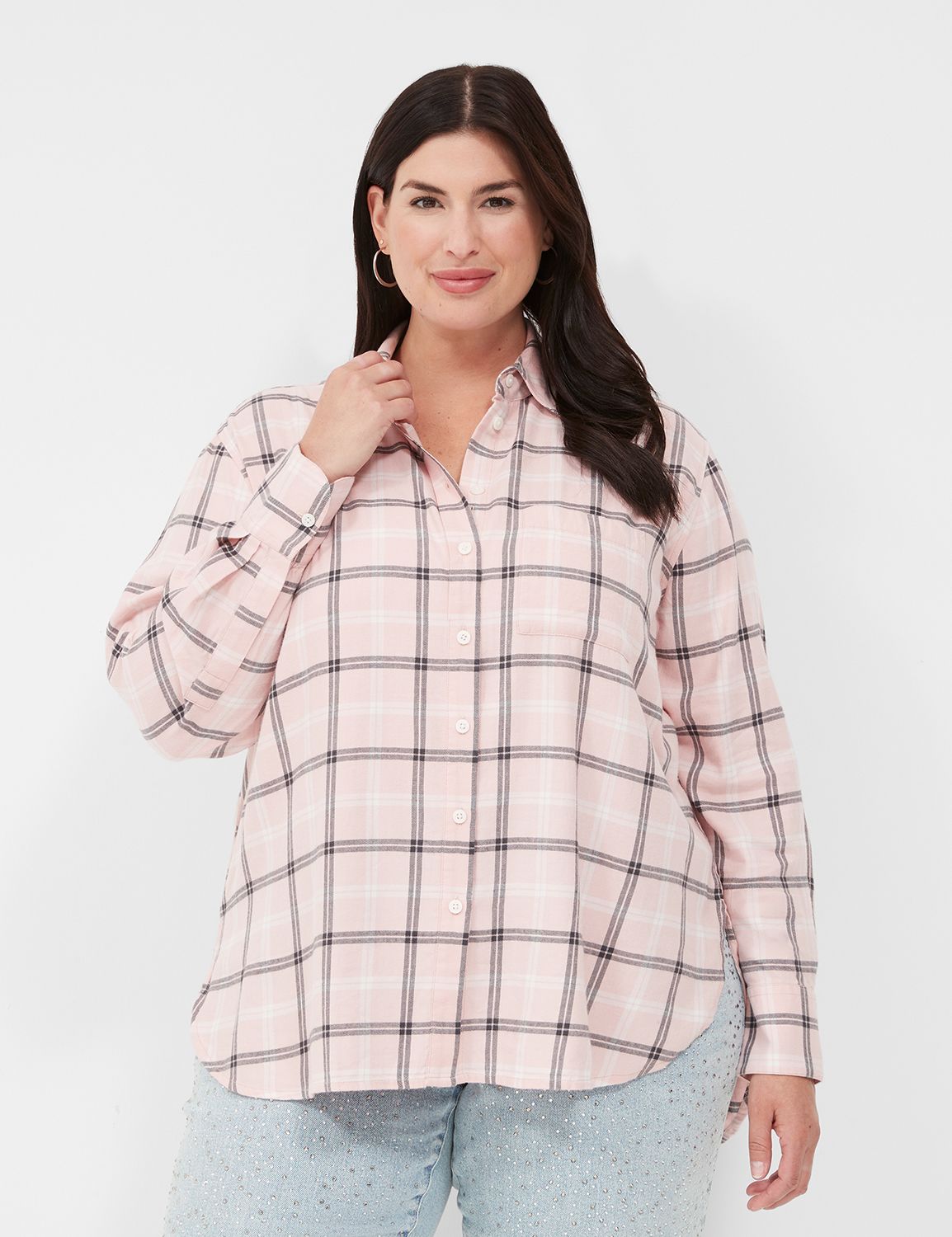 Relaxed Button-Down Plaid Flannel