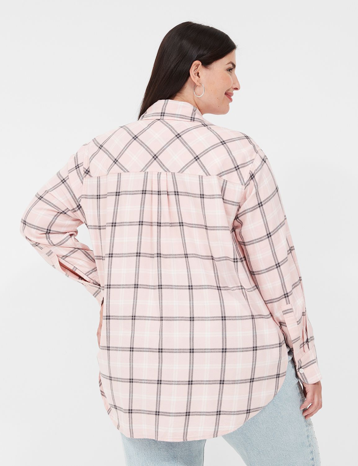 Relaxed Long Sleeve Button Down Pla Product Image 2