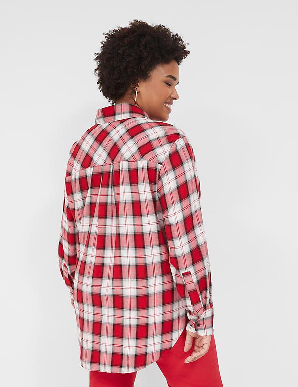 Relaxed Button-Down Plaid Flannel