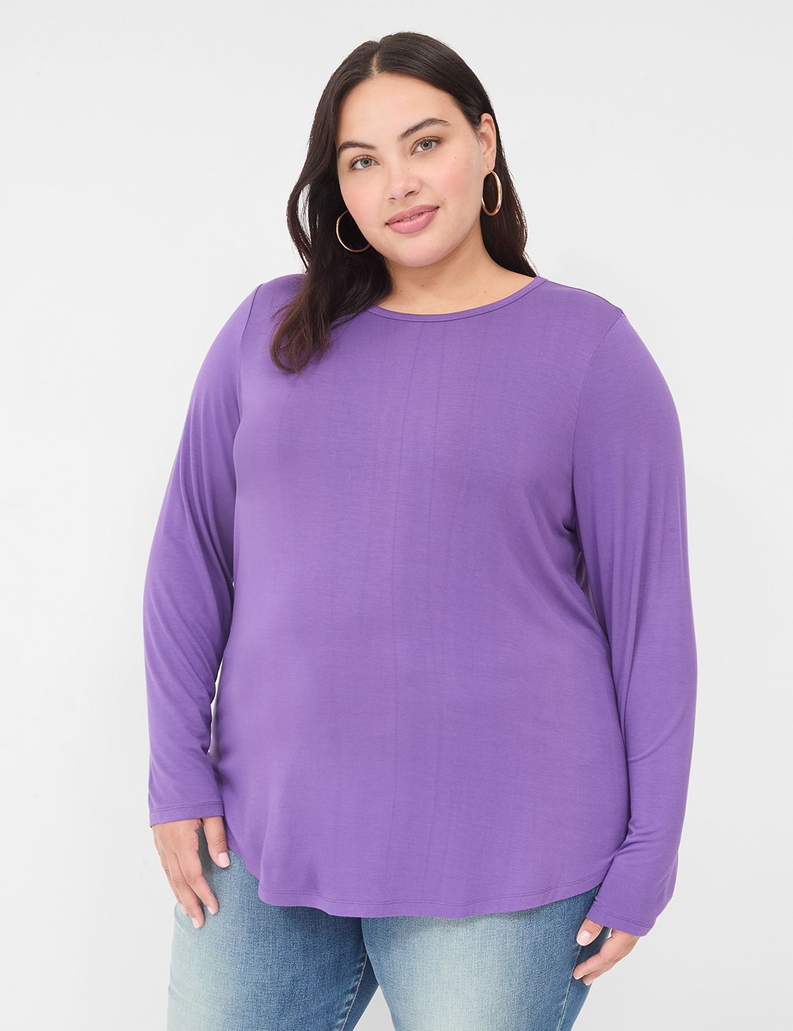 Crushed Long Sleeve Lead Crew Neck