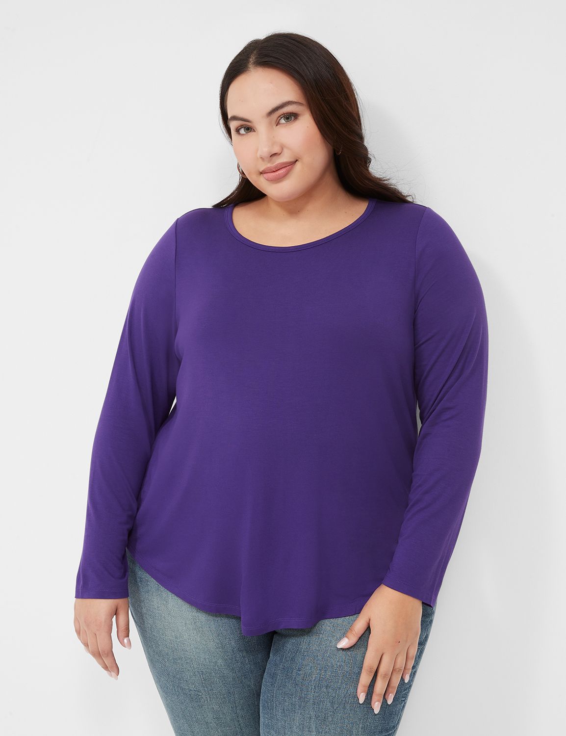 Classic Long Sleeve Crew Neck Curve | LaneBryant