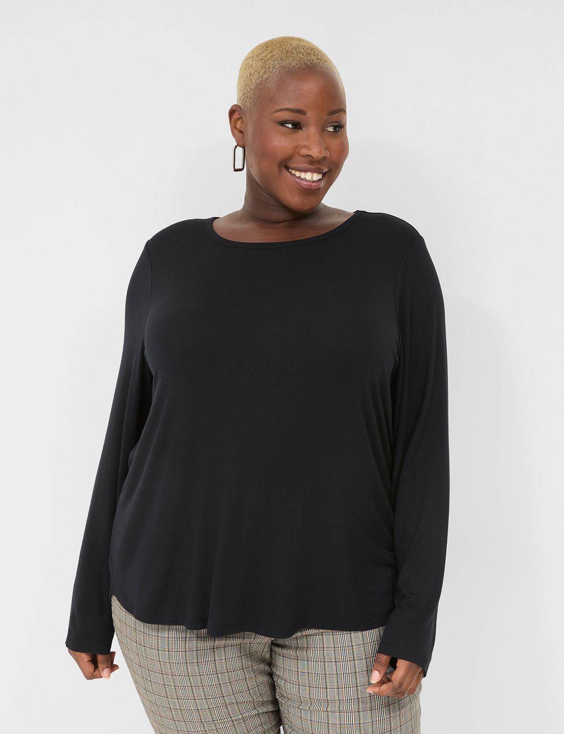 LANE BRYANT Woman's Plus size 18/20 Black Long Sleeve Top with Top