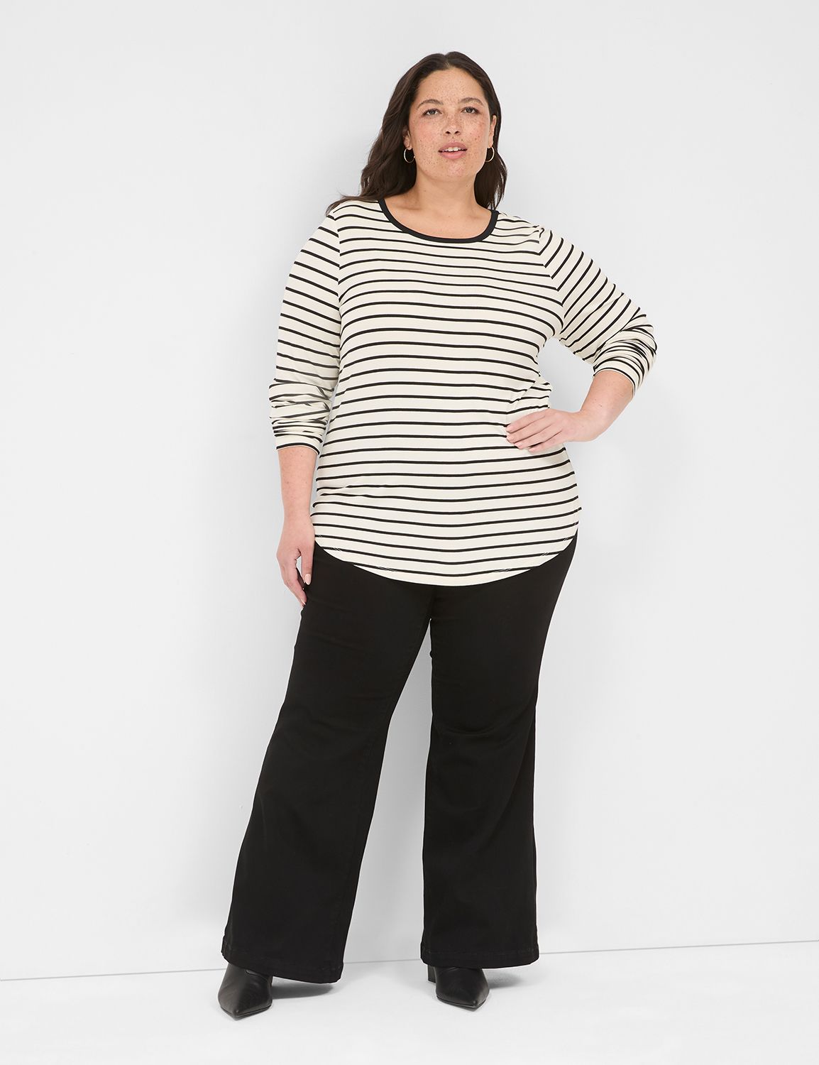 Long Sleeve Rouch Curve Dress Navy main image 1