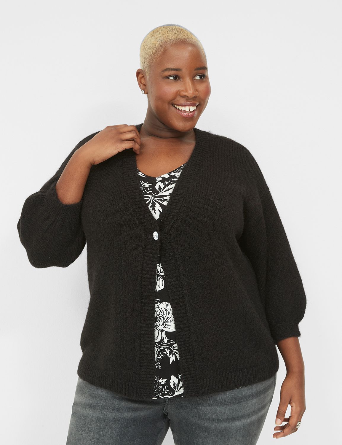 Plus size gray outlet cardigan sweater