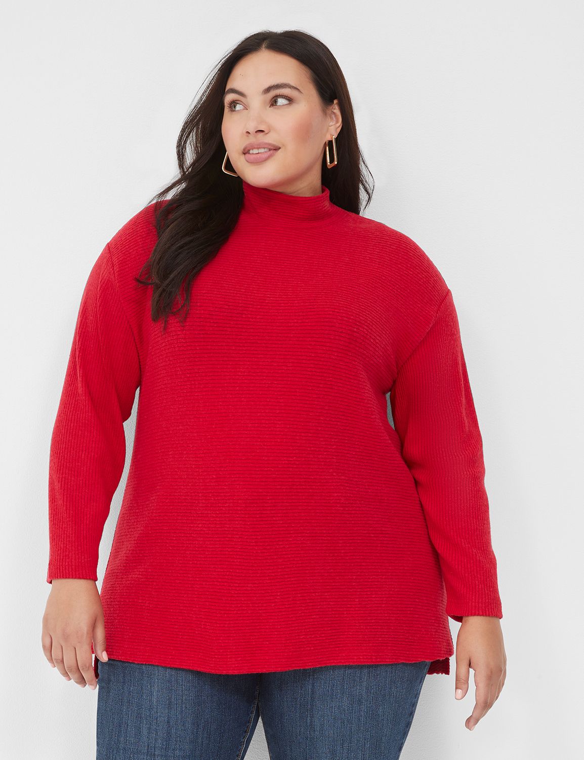 Relaxed Mock-Neck Rib Top
