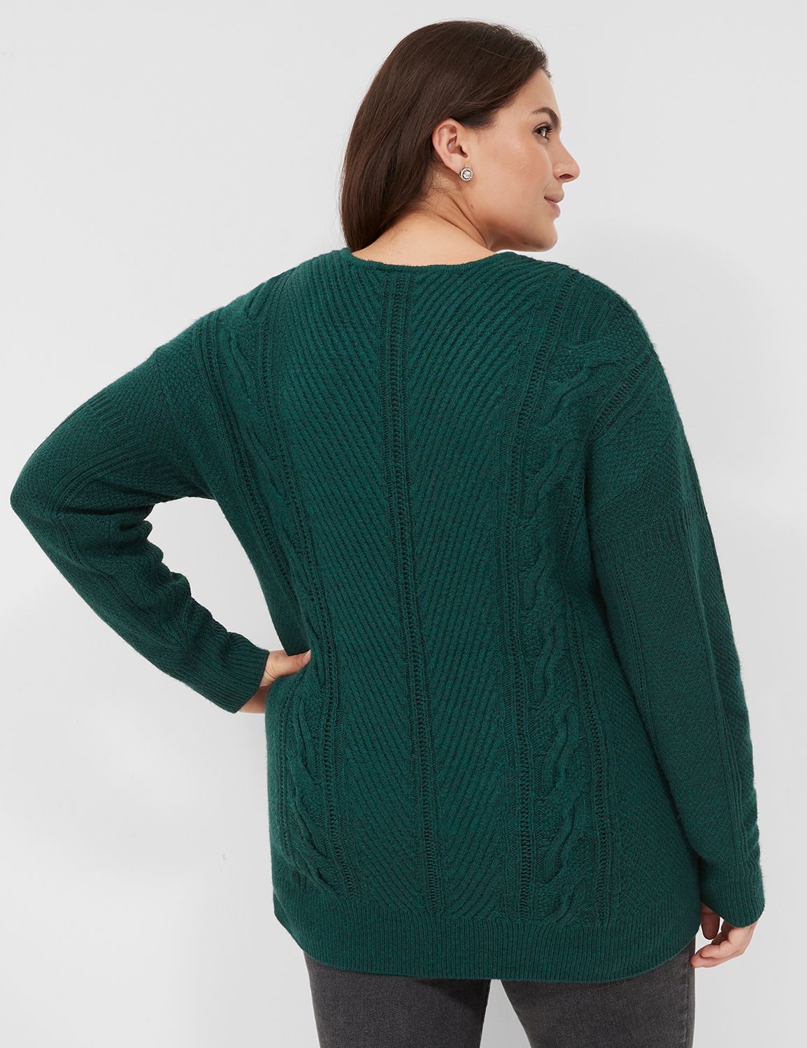 Organic V-Neck Cable Sweater