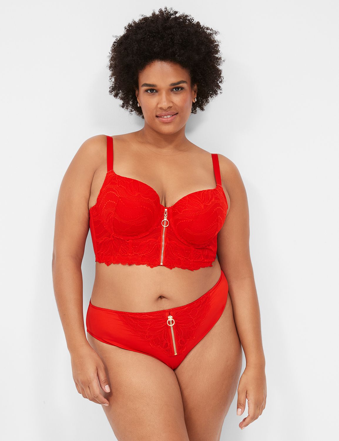 New Look longline push up lace bra in bright red