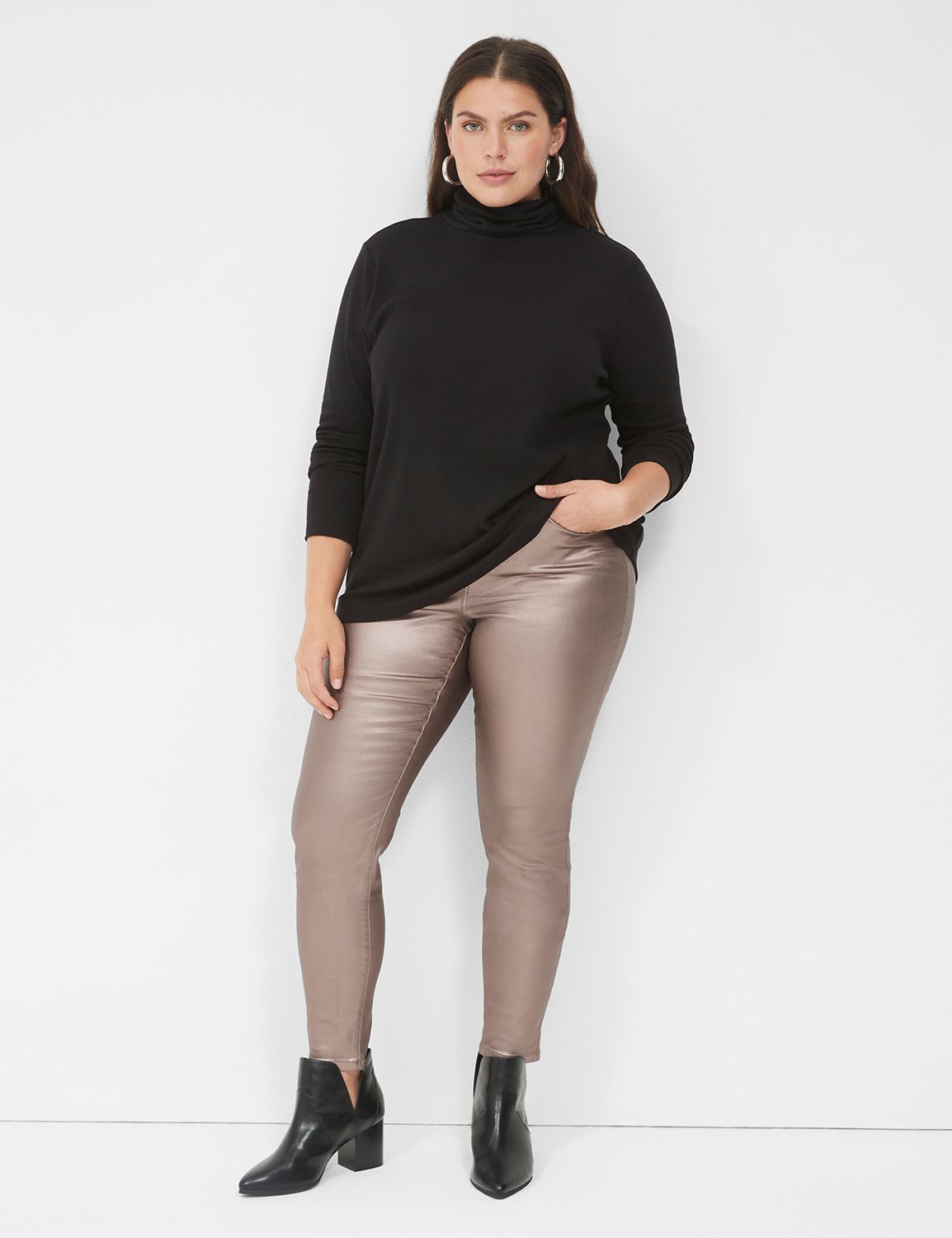 Fitted Long Sleeve Turtleneck Top F Product Image 3