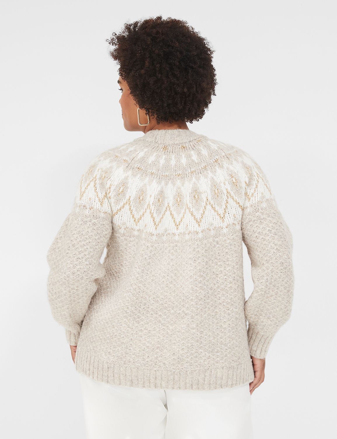 Lurex Open-Front Fair Isle Cardigan