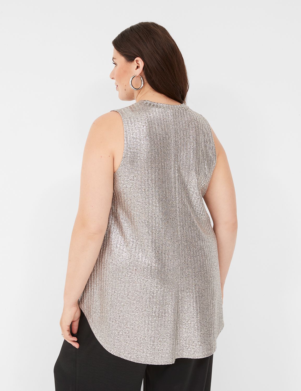 Sleeveless High Neck Swing Foil Rib Product Image 2