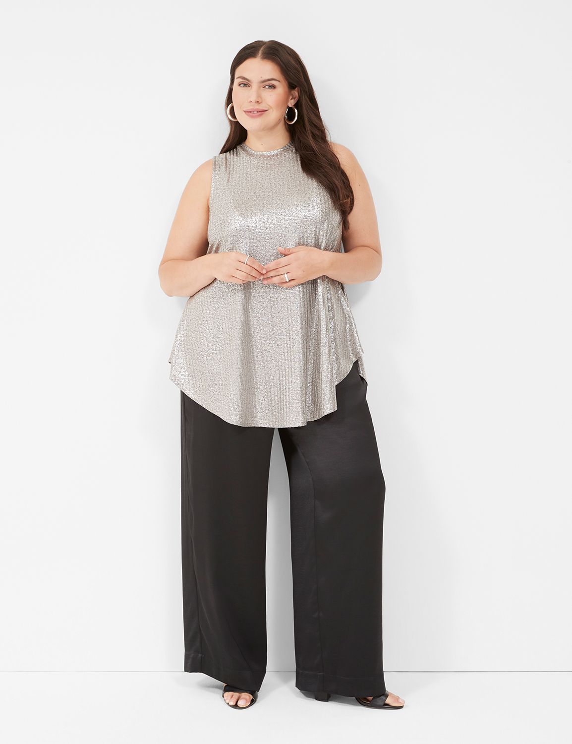Sleeveless High Neck Swing Foil Rib Product Image 3
