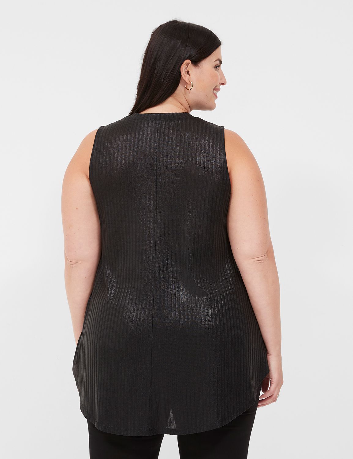 Sleeveless High Neck Swing Foil Rib Product Image 2