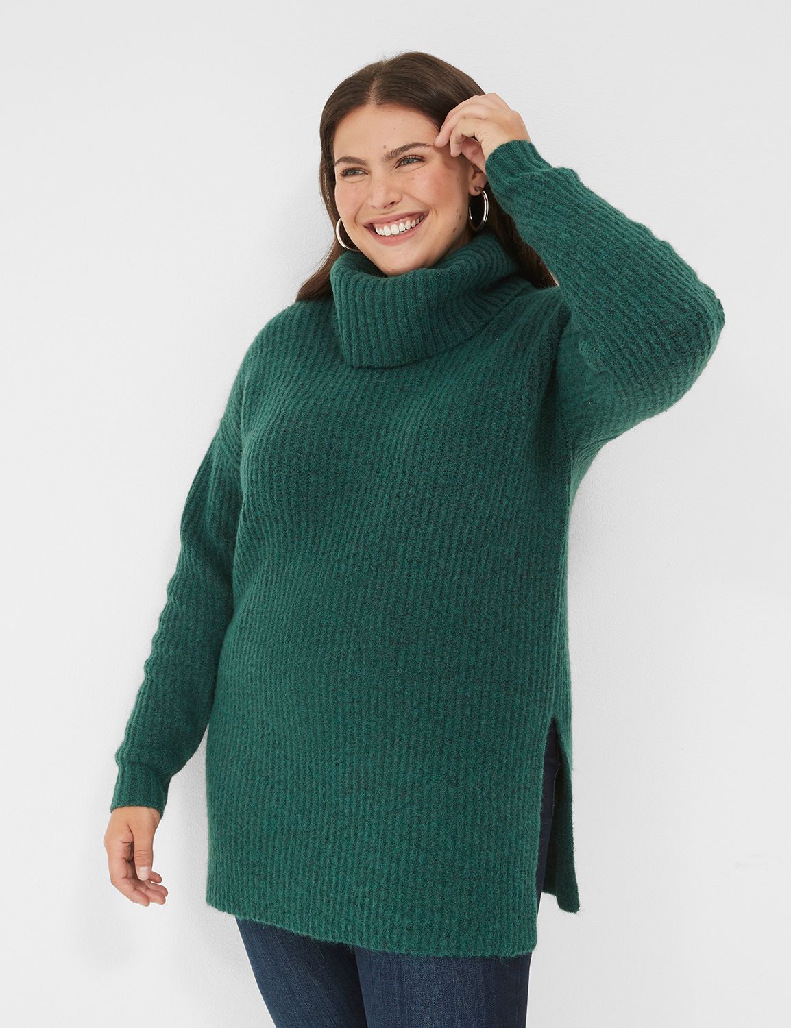 Cowlneck Ribbed Long Sweater