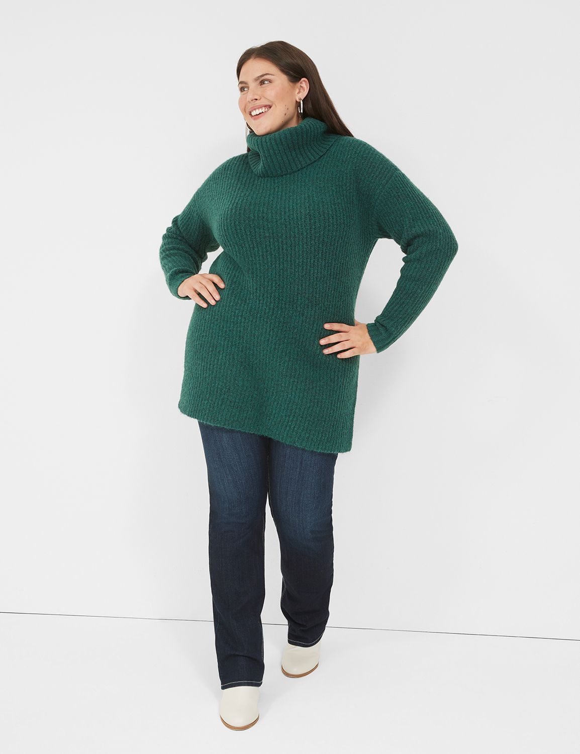 Shaper Fit Mock Neck Long-Sleeve Rib-Knit Top