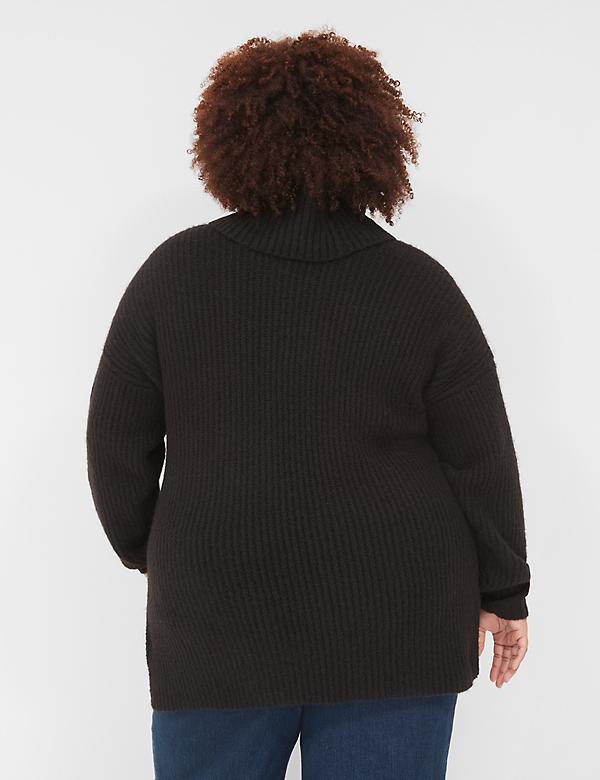 Cowlneck Ribbed Long Sweater