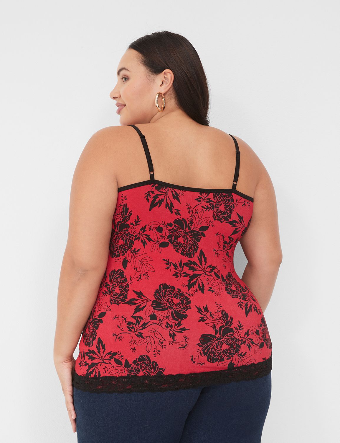 PLUS SIZE Womens BLACK WHITE RED CAGE BUBBLE HEM CAMI TANK TOP