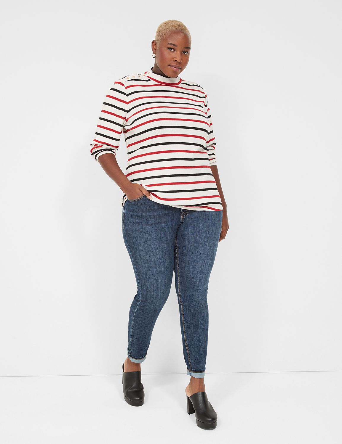 Fitted Long Sleeve Turtleneck Top 1 LaneBryant