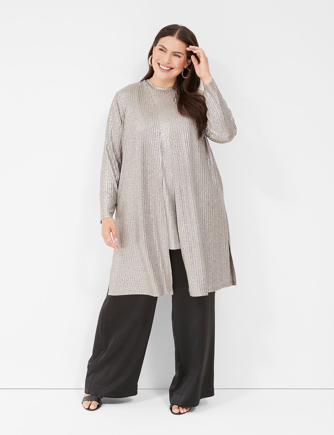 Classic LS Open Front Sparkle Duste | LaneBryant