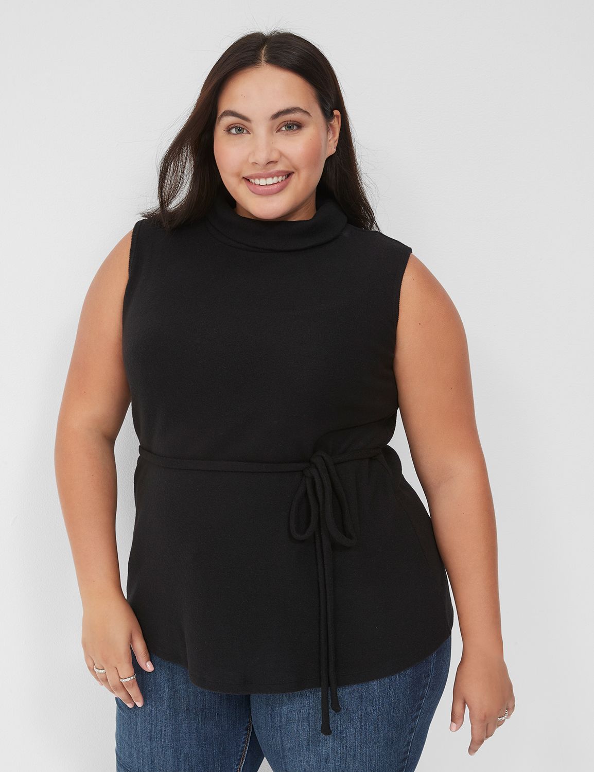 Classic Sleeveless Turtleneck Tie T | LaneBryant