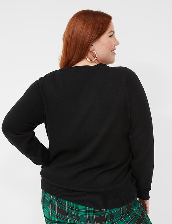 Crew-Neck Button-Shoulder Sweater