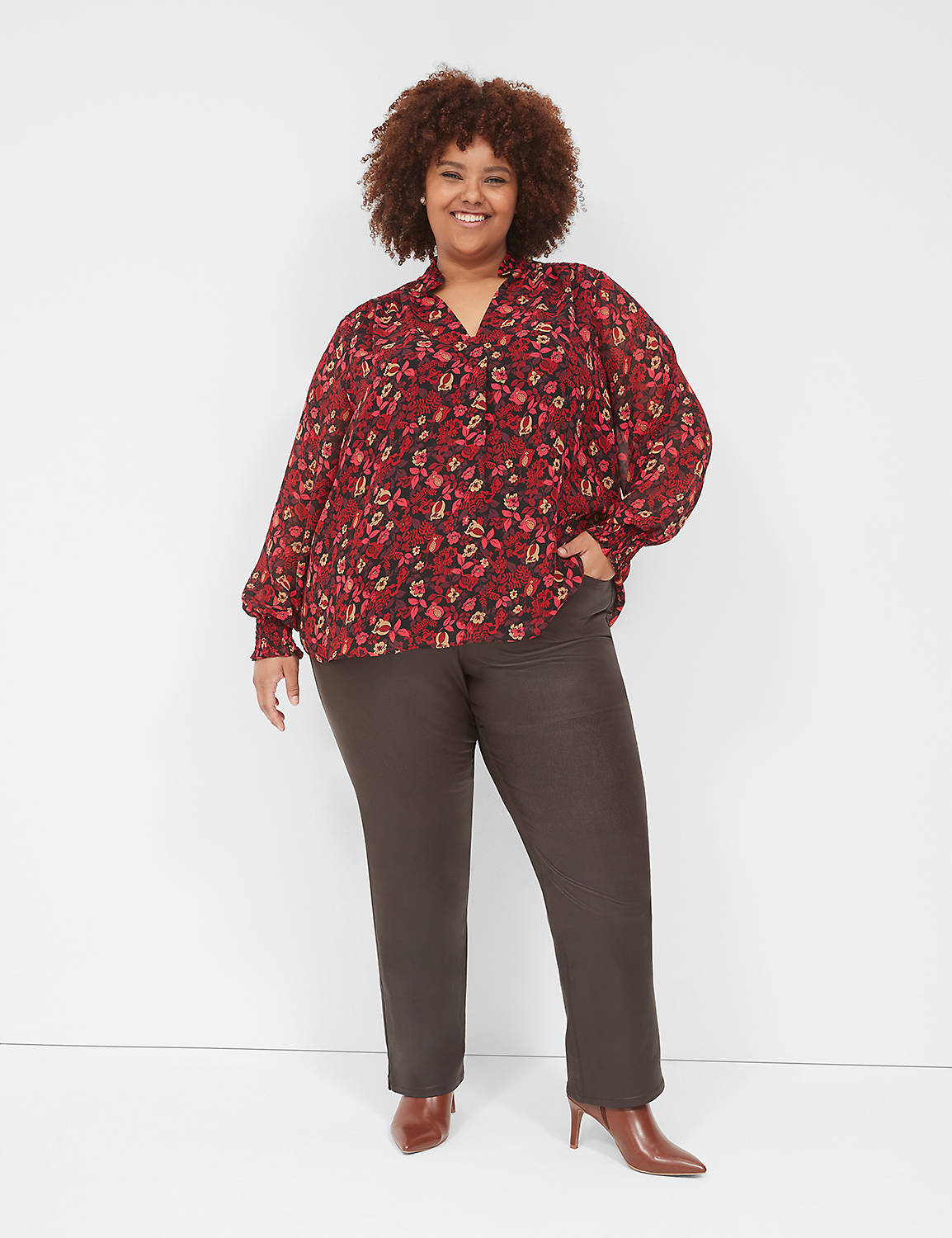 Long Sleeve Popover with Smocked Sh Product Image 3