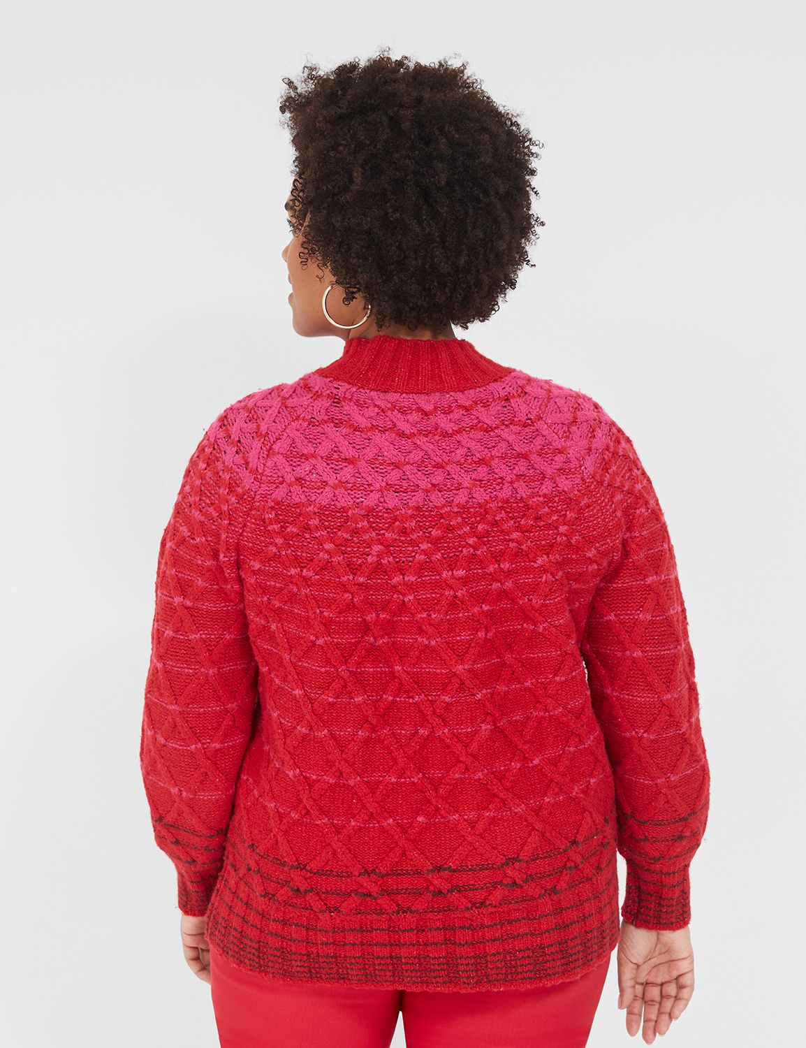 Mock-Neck Cable Sweater