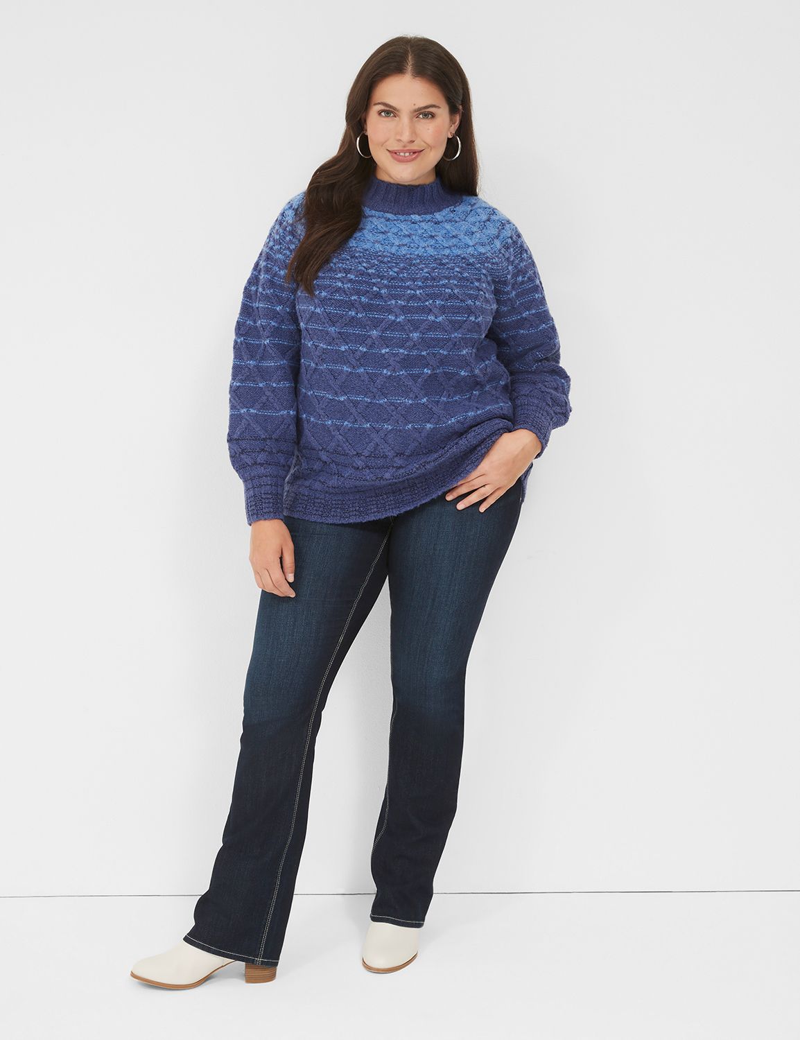 Classic Long Sleeve Mock Neck Cable Product Image 3