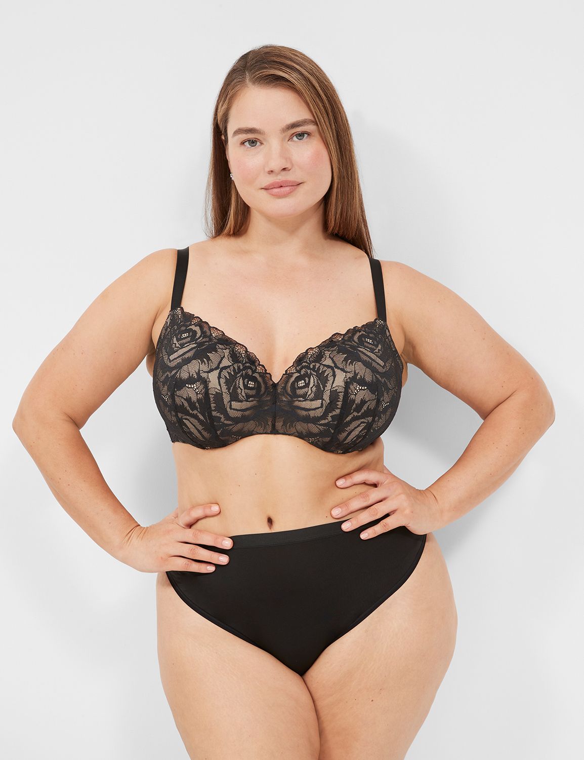Cacique 38F Bra Black Smooth Balconette Plus Size Lane Bryant Intimates 13  - $23 - From Bailey