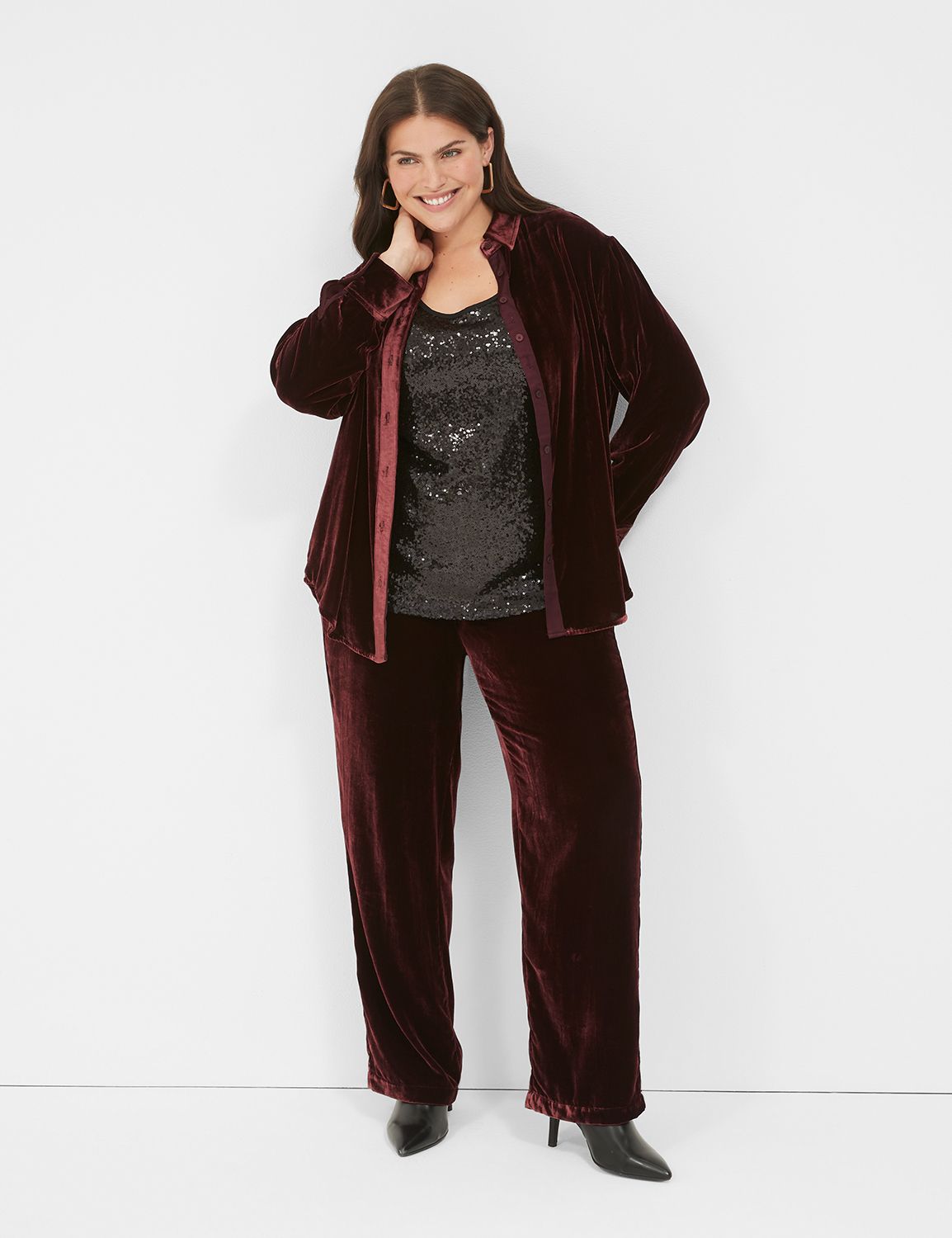 Pull-On Velvet Straight Leg Pant