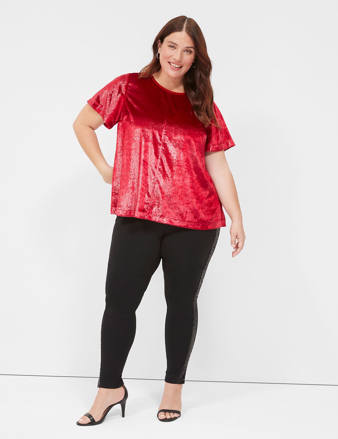 Plus Size Side Button Detail Ponte Knit Leggings