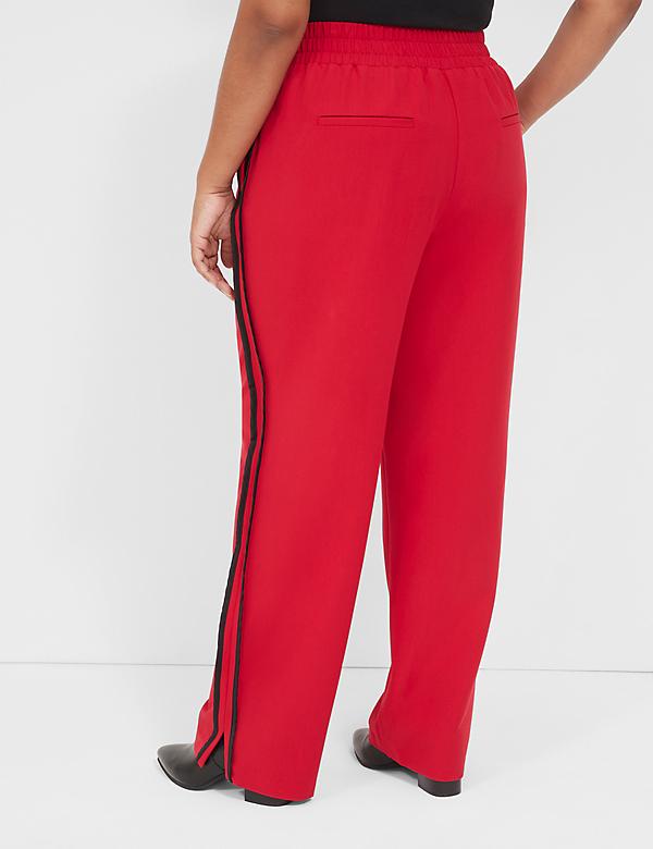 Pull-On Straight Pant With Contrast Seam Detail & Slit
