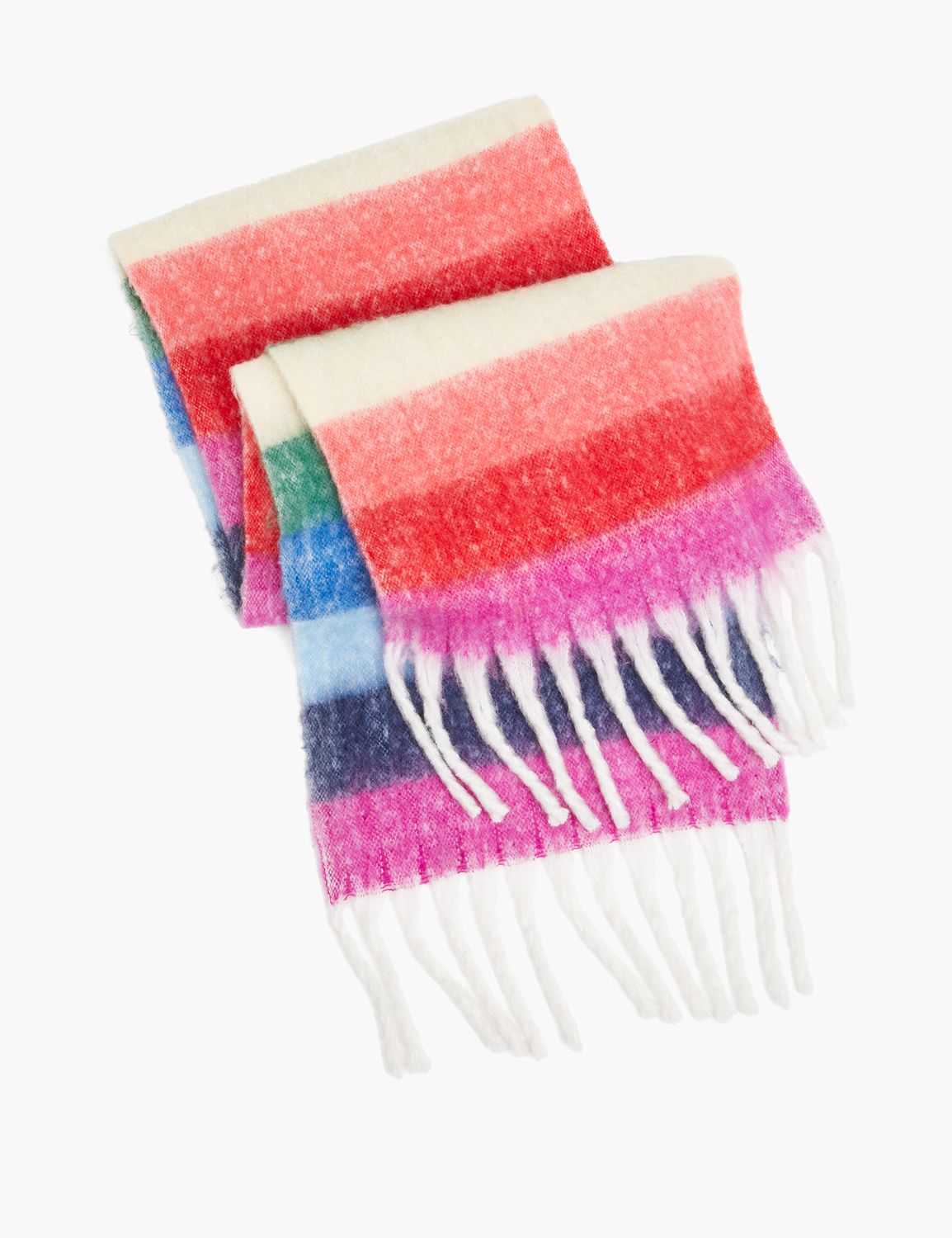 Rainbow Stripe Fringe Scarf