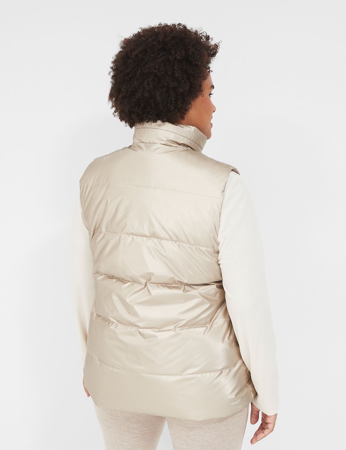 LIVI Zip-Front Shine Puffer Vest | LaneBryant