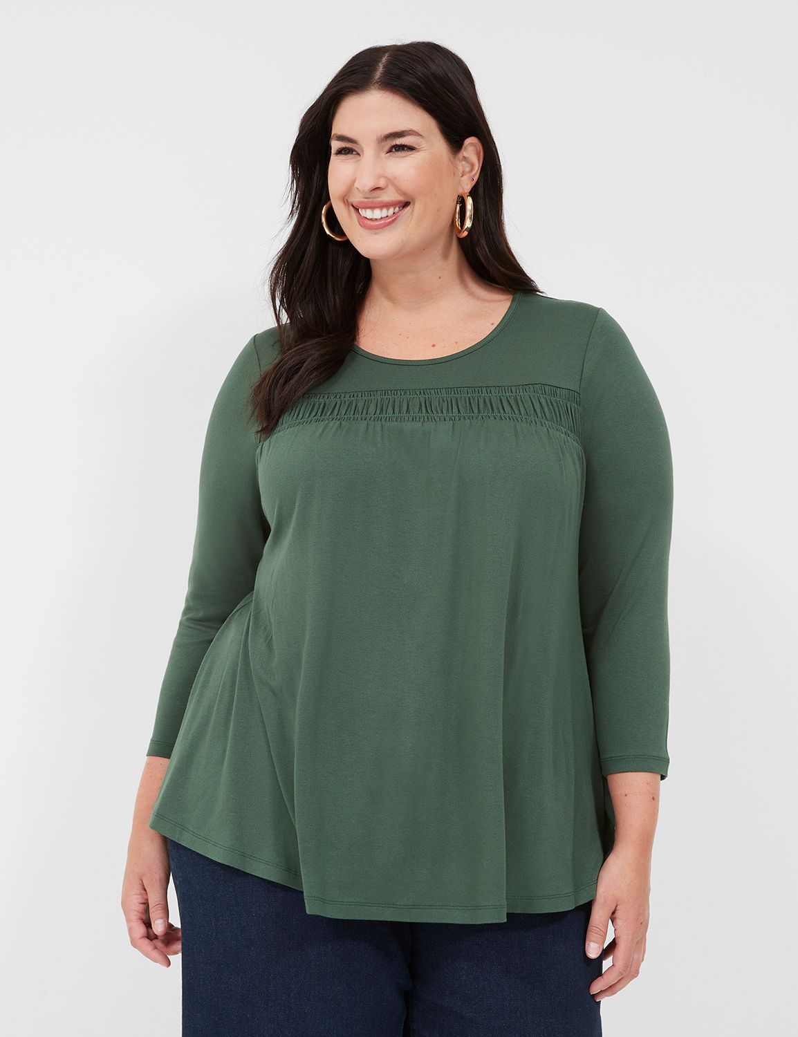Crushed 3/4 Sleeve Crew Neck 'Sugar' main image 1