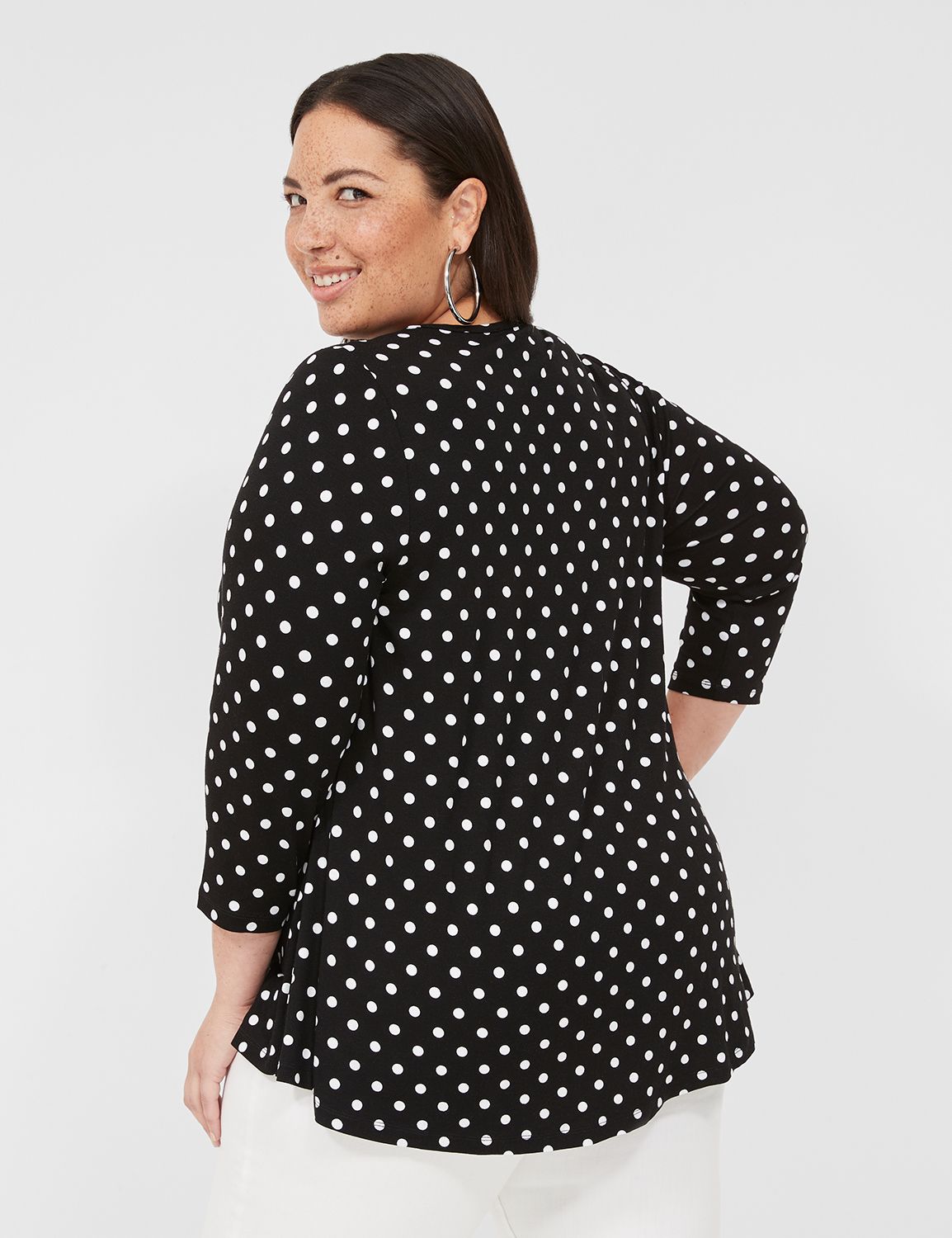 Swing 3/4 Sleeve Crew Neck Smocked | LaneBryant