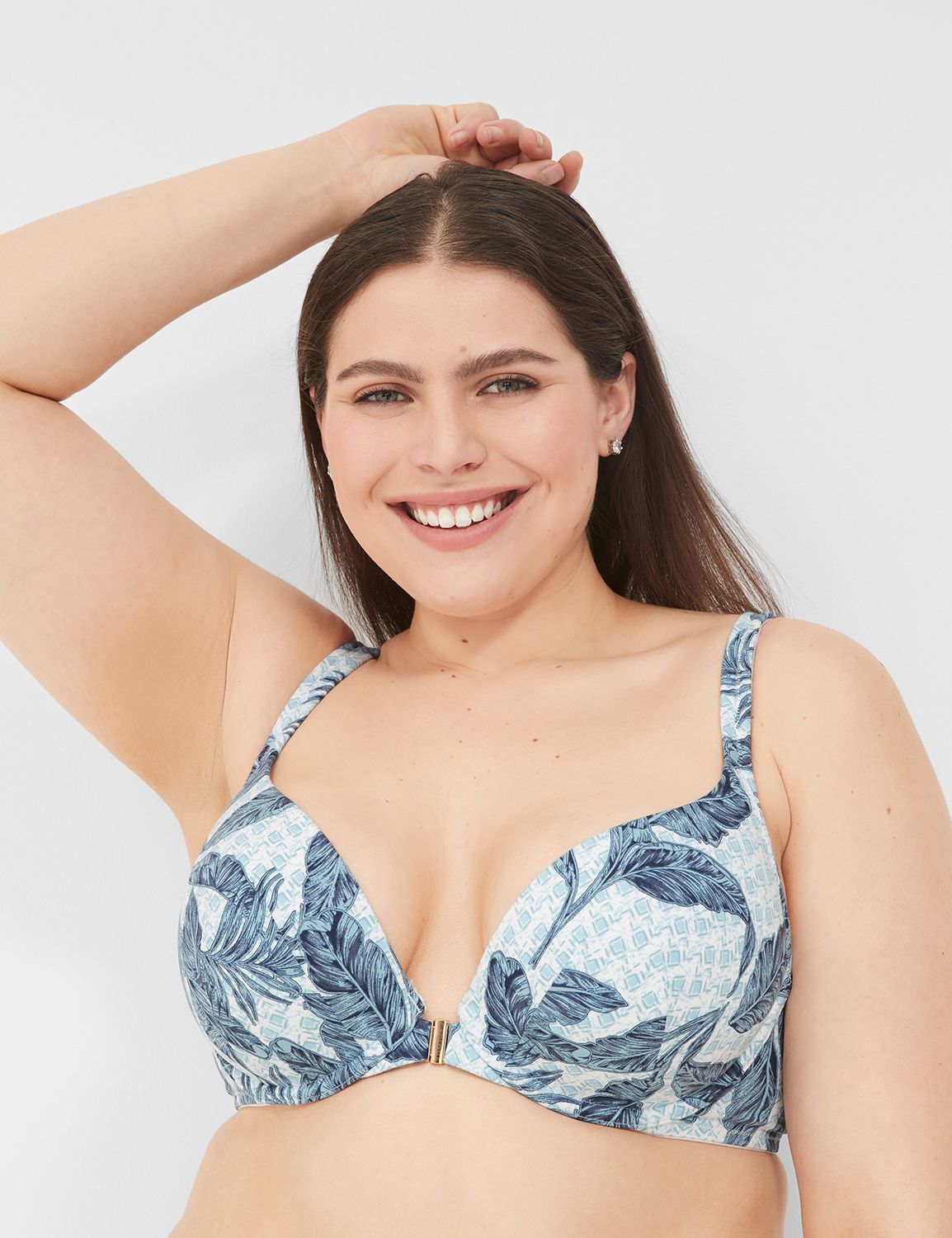 Cotton Front Close Plunge Printed 1 | LaneBryant