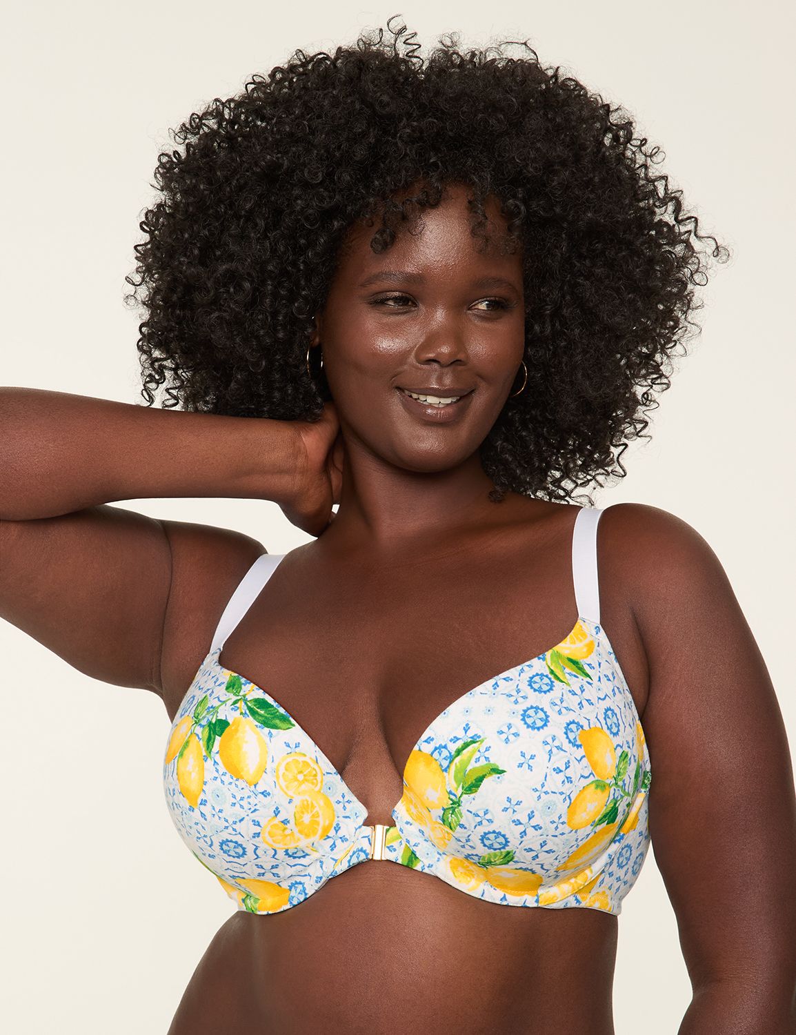 Cotton Front Close Plunge Printed U Product Image 1