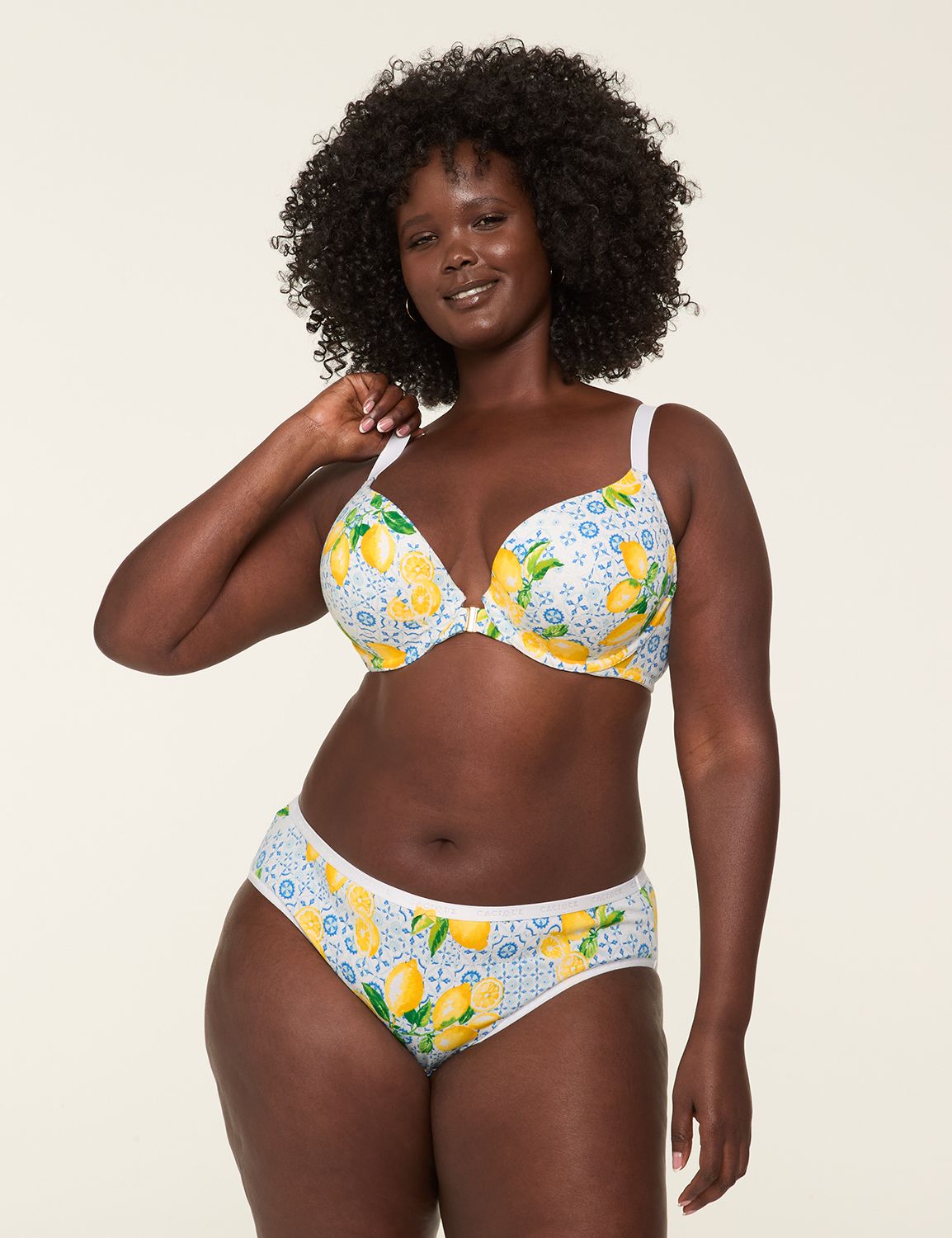 Cotton Front Close Plunge Printed U Product Image 4