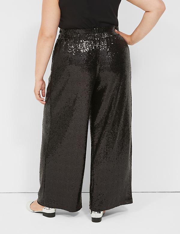 Pull-On Sequin Wide Leg Pant
