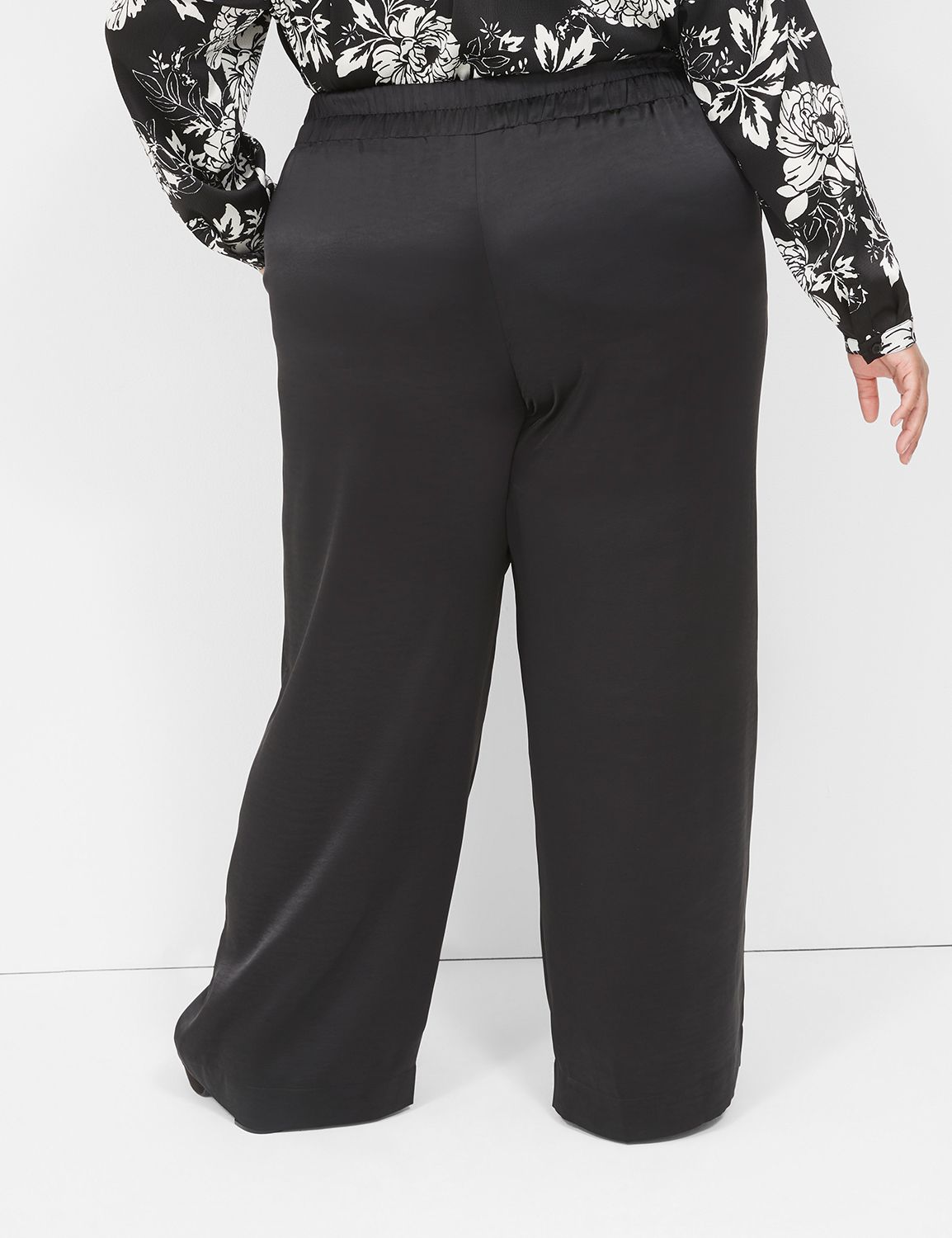 Pull-On Satin Wide Leg Pant