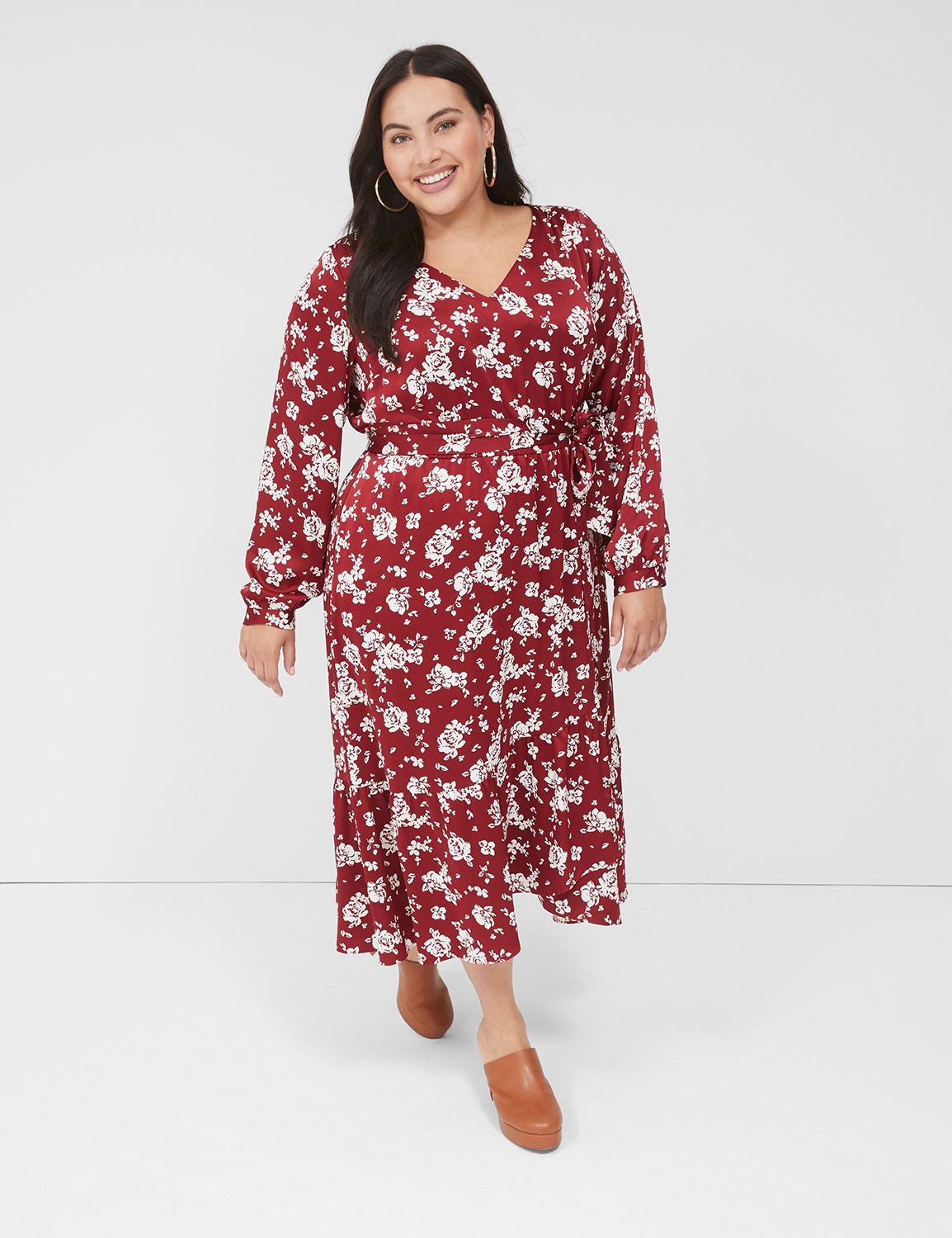 Final Sale Plus Size Long Sleeve Side Knot Wrap Midi Dress in Pink – Chic  And Curvy