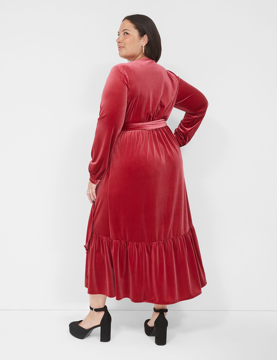 long cuffed sleeve tiered wrap velv Product Image 2