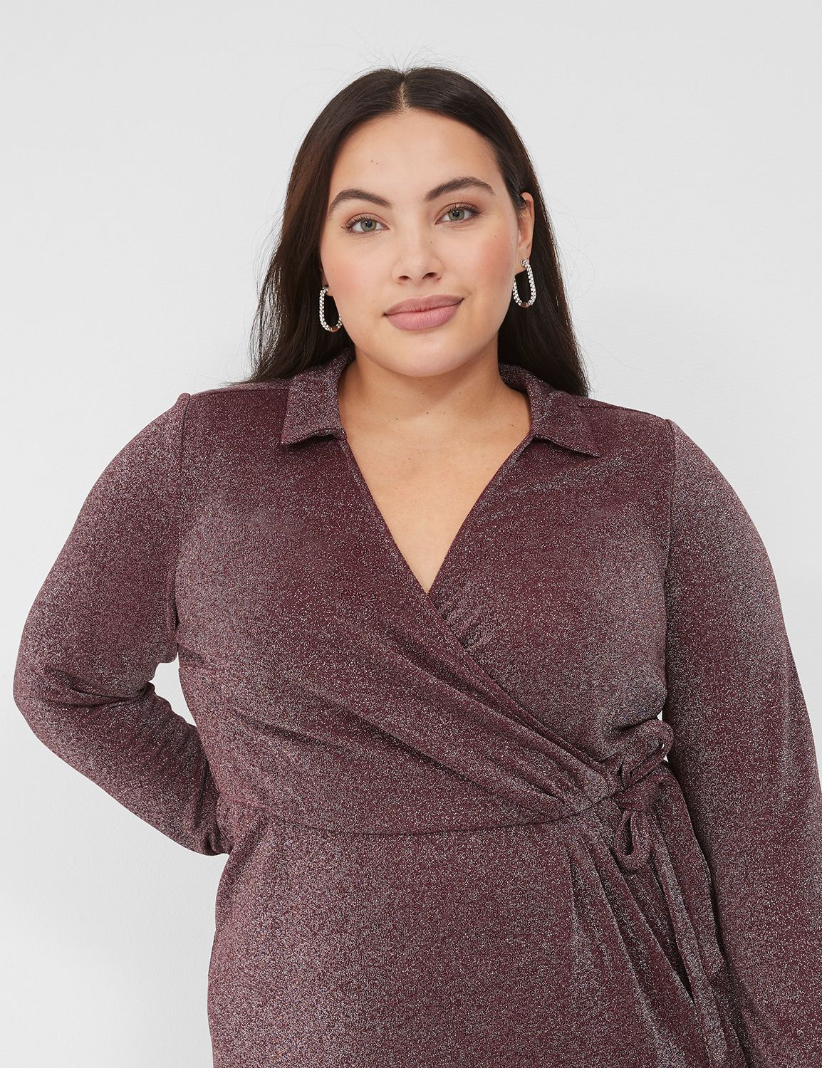 Long cuffed sleeve sexy collar Faux | LaneBryant