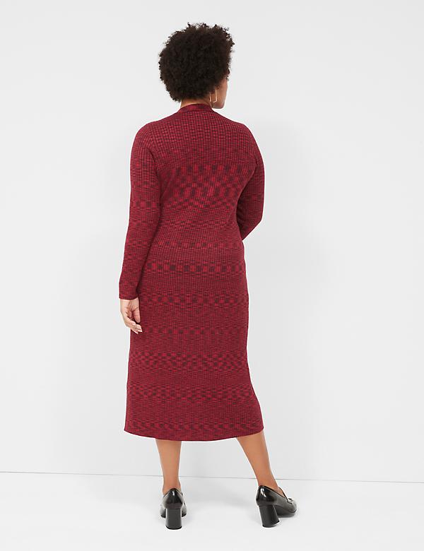 V-Neck Rib Sweater Midi Dress