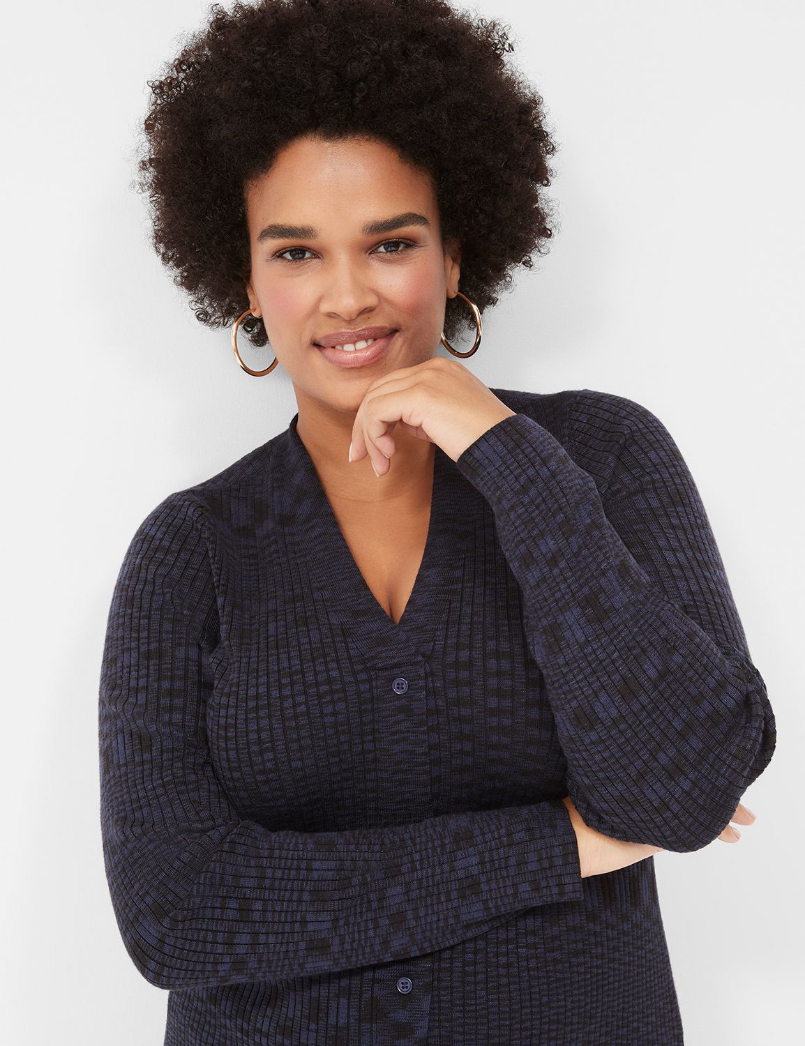 Woven Right Button-Down Long Sleeve Hooded Sweater