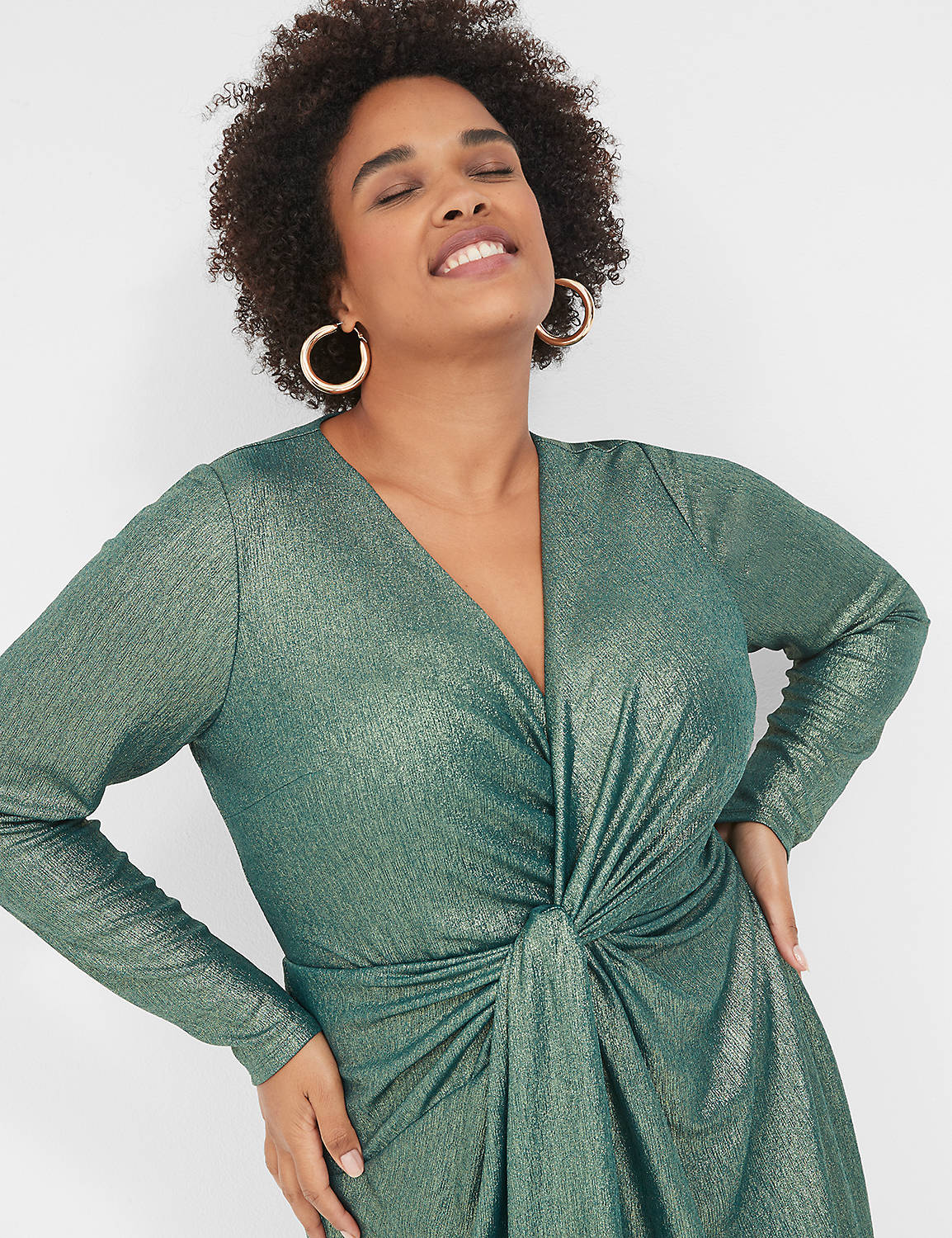 Twist-Waist Sheath Metallic Midi Dress | LaneBryant Twist-Waist Sheath Metallic Midi Dress | LaneBryant