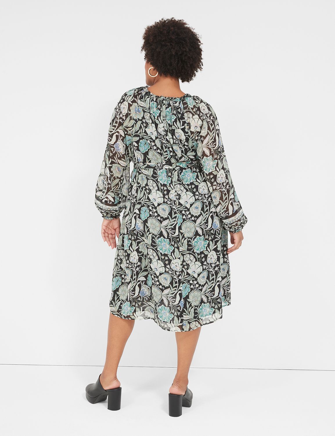 Lurex Ruffle-Trim Notch-Neck Mini Dress
