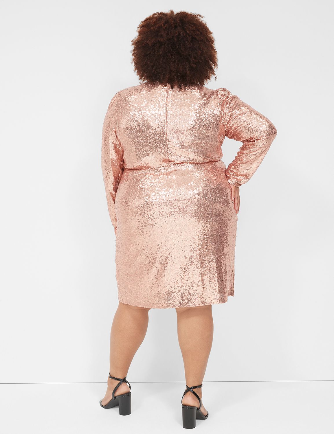 Surplice Pleat Waist Sequin Dress LaneBryant