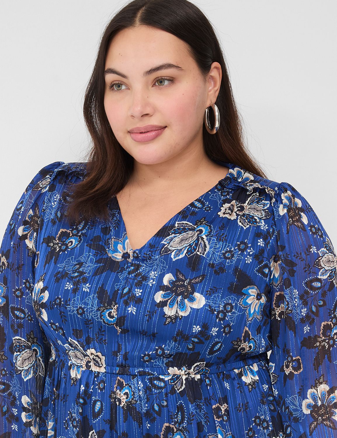 Lurex Shimmer V-Neck Maxi Dress | LaneBryant